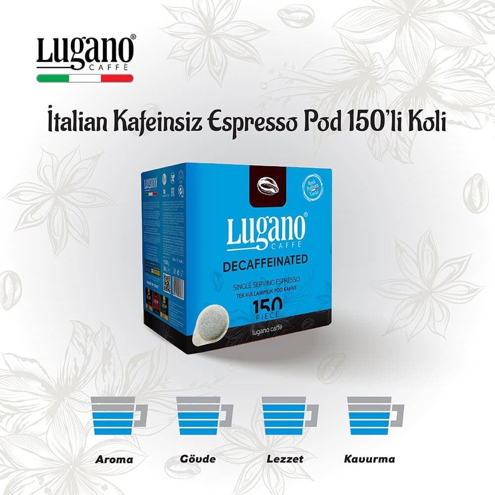 lugano Caffe Espresso Pod Kafeinsiz 150li Kutu